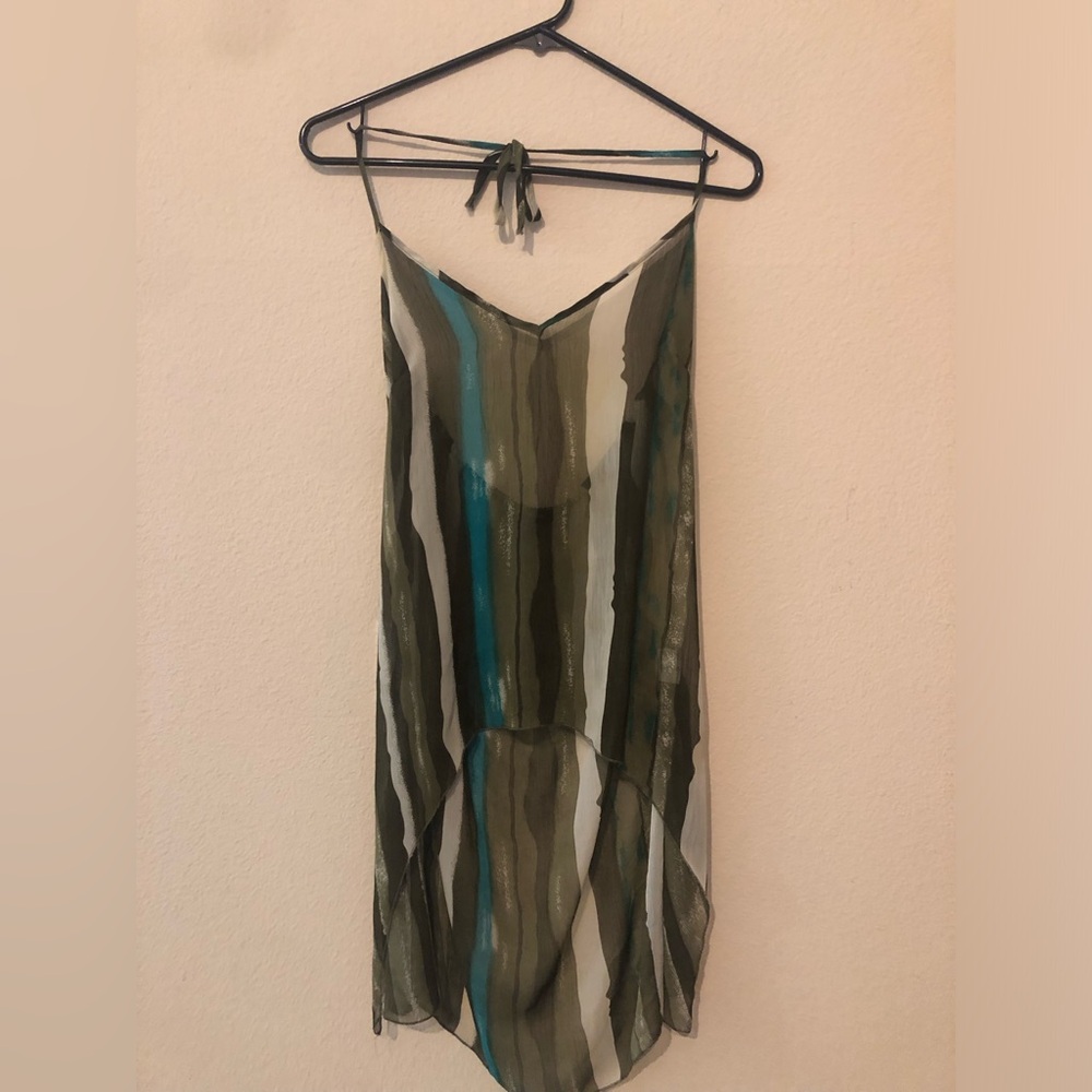 Peppe Peluso Green and Blue Striped tunic shirt . Sheer
